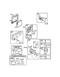 Carburetor/Muffler Diagram and Parts List for 124T05-0774-EA  Briggs and Stratton Engine